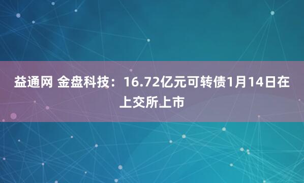 益通网 金盘科技：16.72亿元可转债1月14日在上交所上市