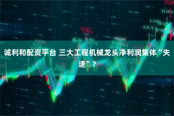 诚利和配资平台 三大工程机械龙头净利润集体“失速”？